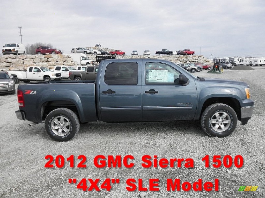 2012 Sierra 1500 SLE Crew Cab 4x4 - Stealth Gray Metallic / Ebony photo #1
