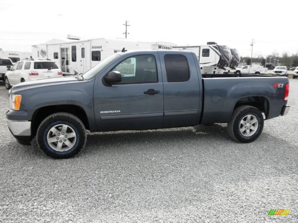 2012 Sierra 1500 SLE Extended Cab 4x4 - Stealth Gray Metallic / Ebony photo #4