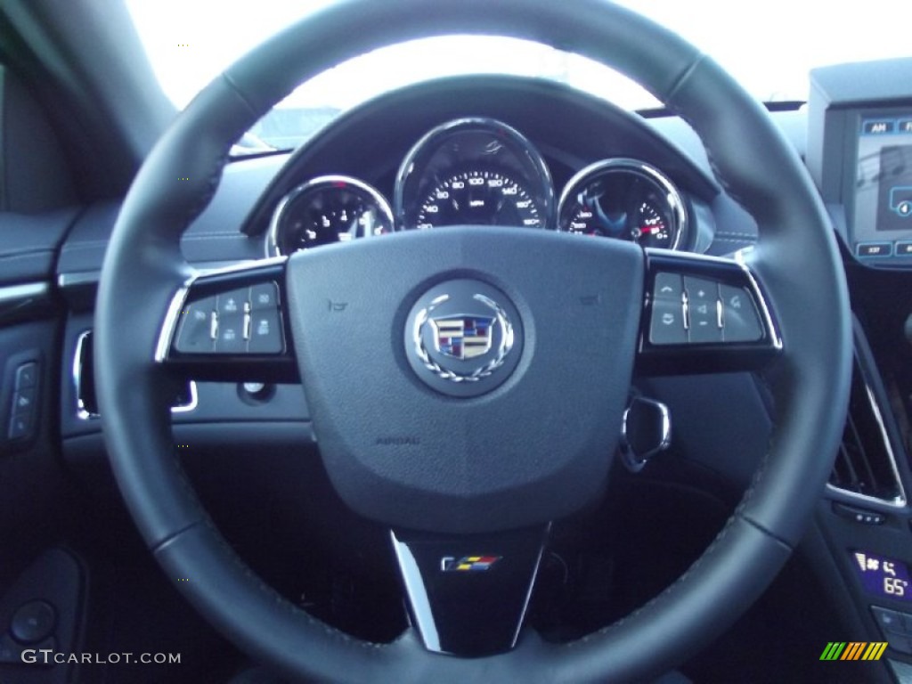 2012 Cadillac CTS -V Coupe Ebony/Ebony Steering Wheel Photo #61391598