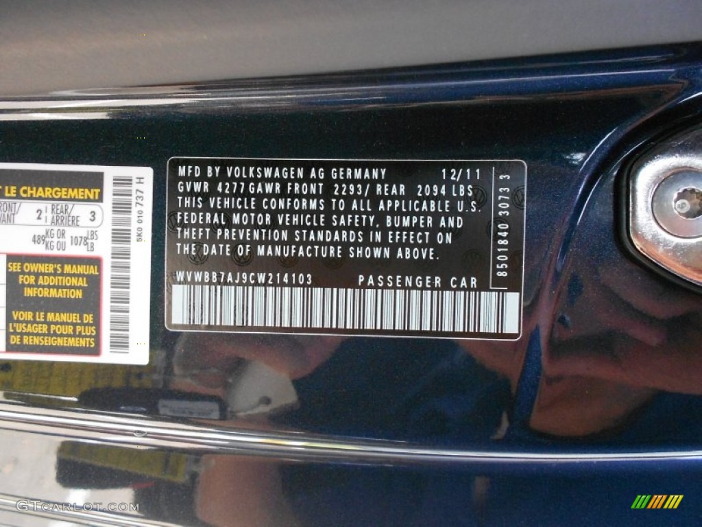 2012 Golf 2 Door - Blue Graphite Metallic / Titan Black photo #21