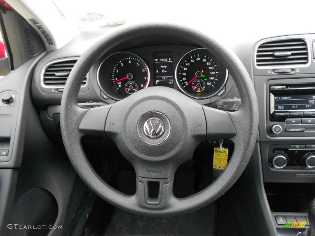 2012 Volkswagen Golf 2 Door Titan Black Steering Wheel Photo #61392301