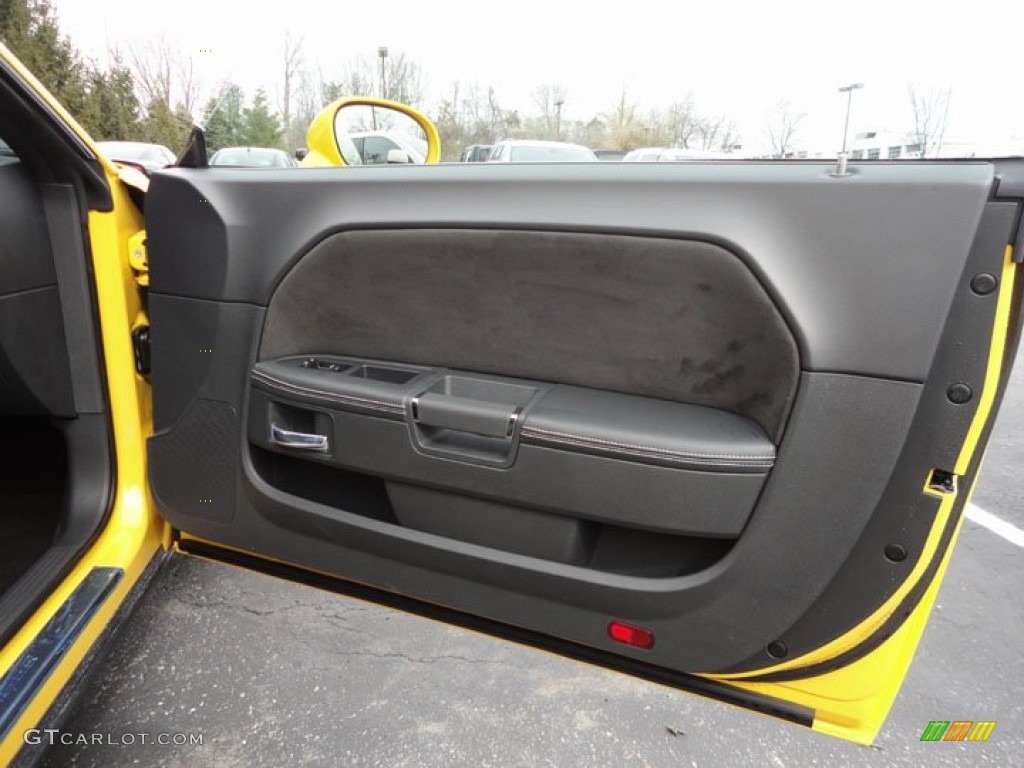 2012 Dodge Challenger SRT8 Yellow Jacket Dark Slate Gray Door Panel Photo #61393681