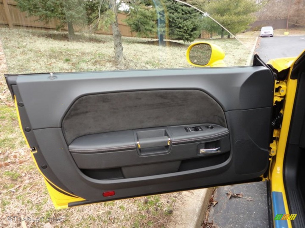 2012 Dodge Challenger SRT8 Yellow Jacket Dark Slate Gray Door Panel Photo #61393690