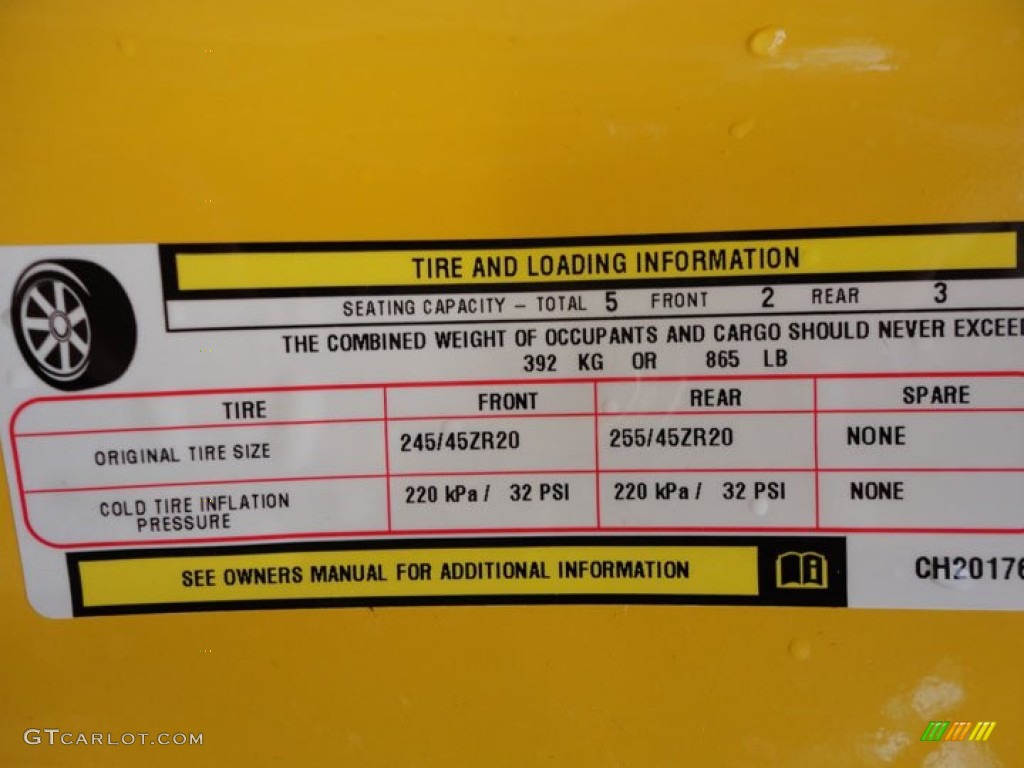 2012 Dodge Challenger SRT8 Yellow Jacket Info Tag Photo #61393789