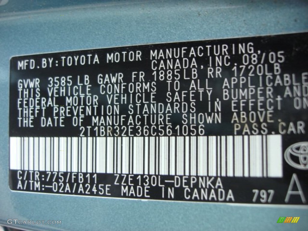 2006 Corolla Color Code 775 for Cactus Mica Photo #61397232