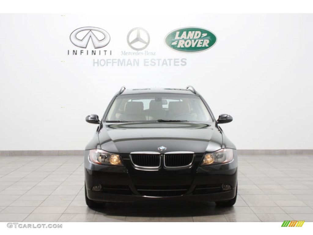 2008 3 Series 328i Wagon - Jet Black / Cream Beige photo #3
