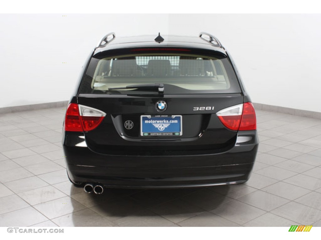 2008 3 Series 328i Wagon - Jet Black / Cream Beige photo #4