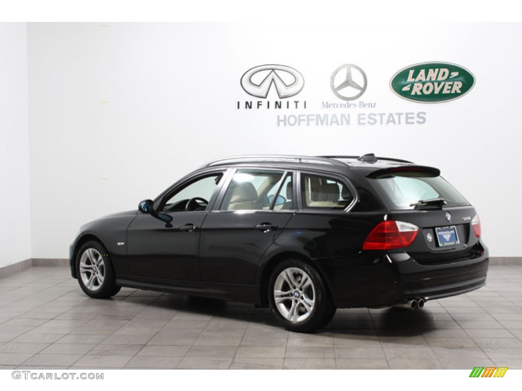 2008 3 Series 328i Wagon - Jet Black / Cream Beige photo #5