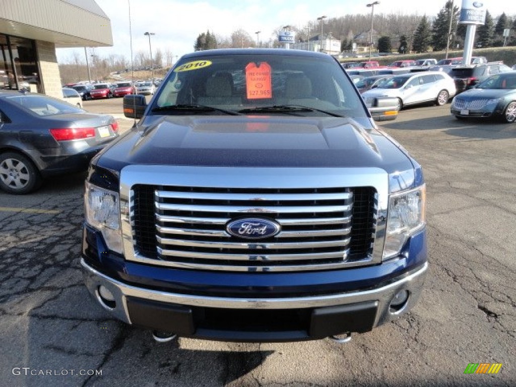 2010 F150 XLT SuperCab 4x4 - Dark Blue Pearl Metallic / Medium Stone photo #6