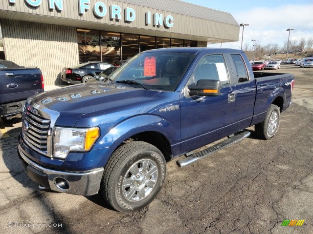 2010 F150 XLT SuperCab 4x4 - Dark Blue Pearl Metallic / Medium Stone photo #7