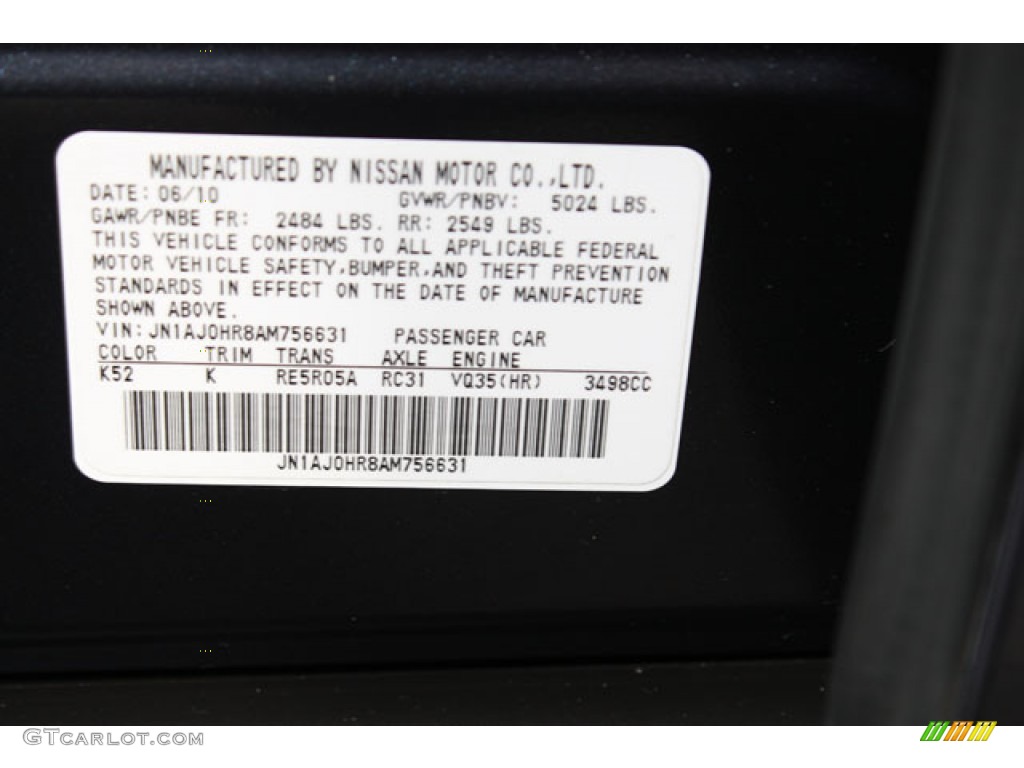 2010 EX Color Code K52 for Blue Slate Photo #61403443