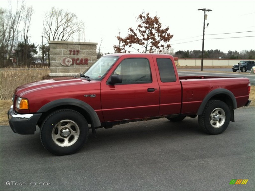 2002 Ranger XLT SuperCab 4x4 - Toreador Red Metallic / Medium Prairie Tan photo #1