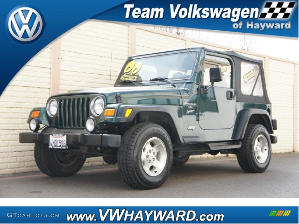 2000 Wrangler Sport 4x4 - Forest Green Pearl / Camel photo #1