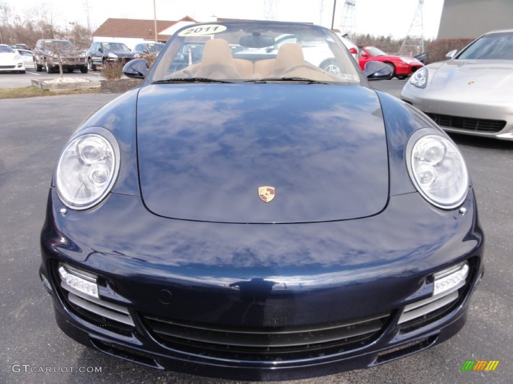 2011 911 Turbo S Cabriolet - Dark Blue Metallic / Sand Beige photo #4