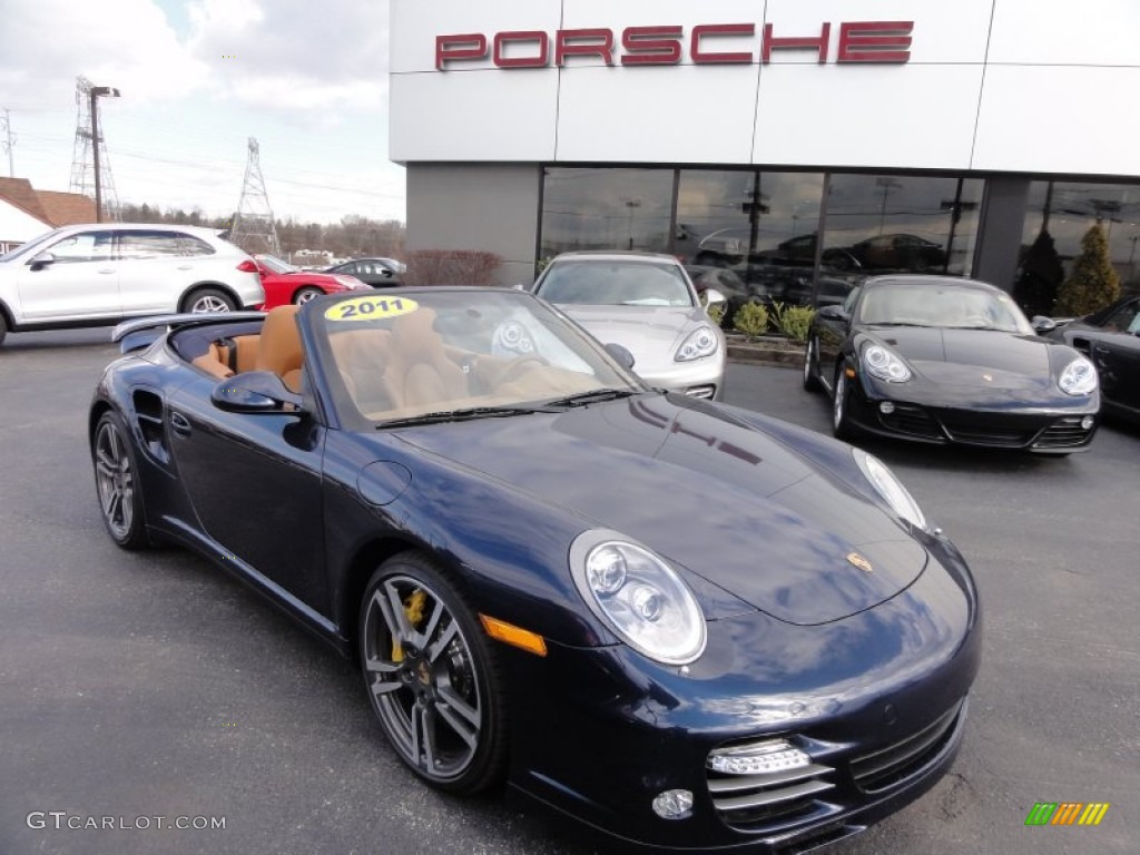 2011 911 Turbo S Cabriolet - Dark Blue Metallic / Sand Beige photo #5