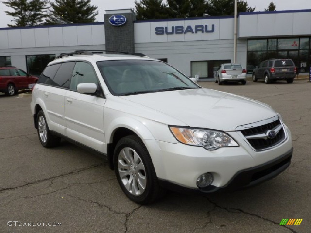 2009 Outback 2.5i Limited Wagon - Satin White Pearl / Warm Ivory photo #1