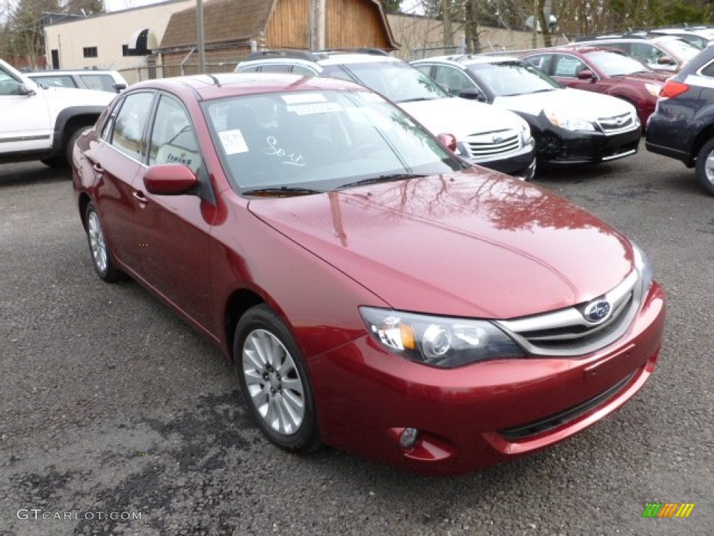 2011 Impreza 2.5i Premium Sedan - Camellia Red Pearl / Carbon Black photo #1