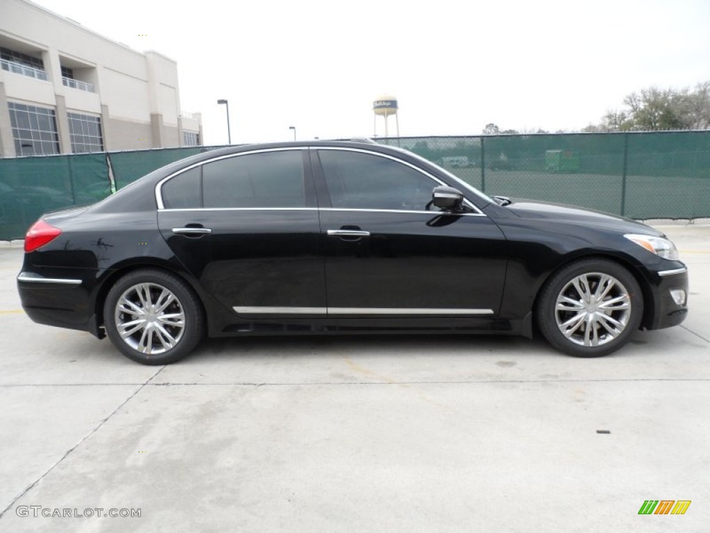 Black Noir Pearl 2012 Hyundai Genesis 5.0 Sedan Exterior Photo #61425502