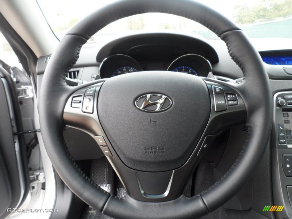 2012 Hyundai Genesis Coupe 3.8 Grand Touring Black Leather Steering Wheel Photo #61426108