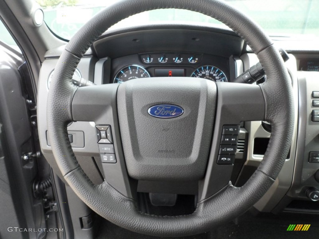 2012 Ford F150 XLT SuperCrew Black Steering Wheel Photo #61427656