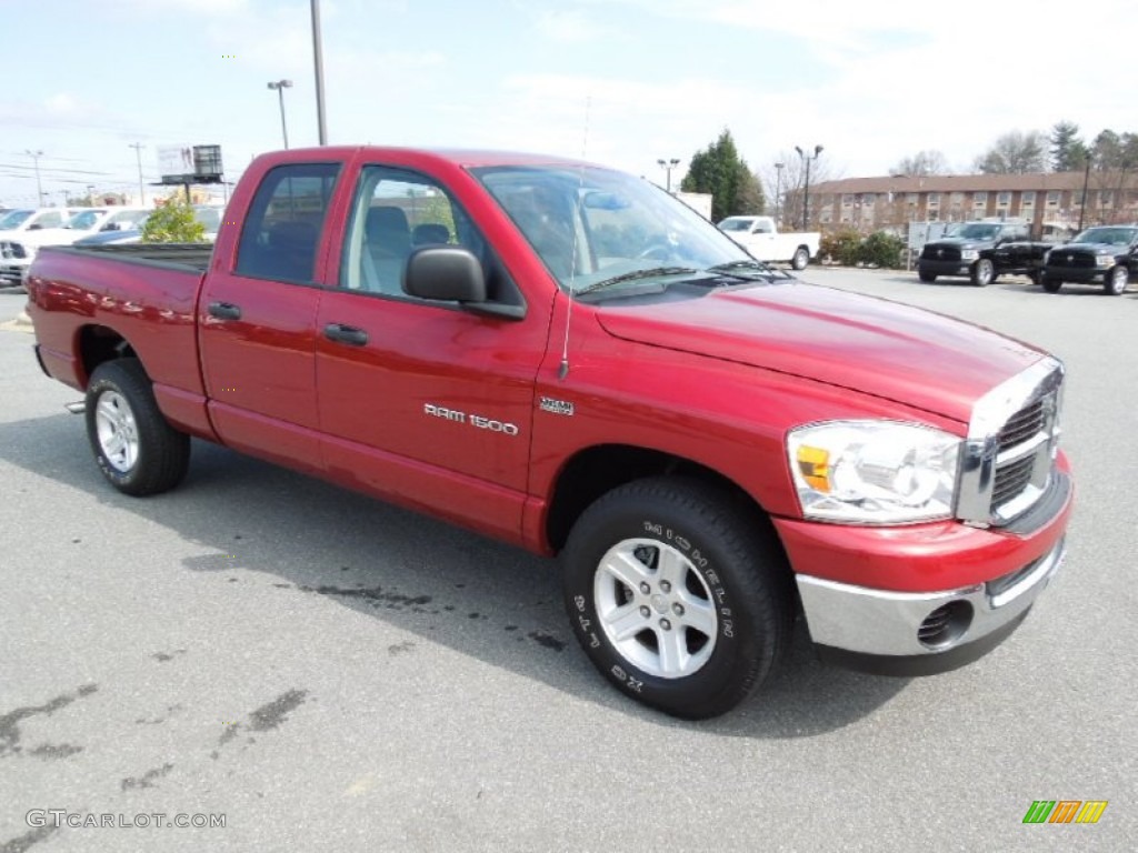 2007 Ram 1500 SLT Quad Cab - Inferno Red Crystal Pearl / Medium Slate Gray photo #2