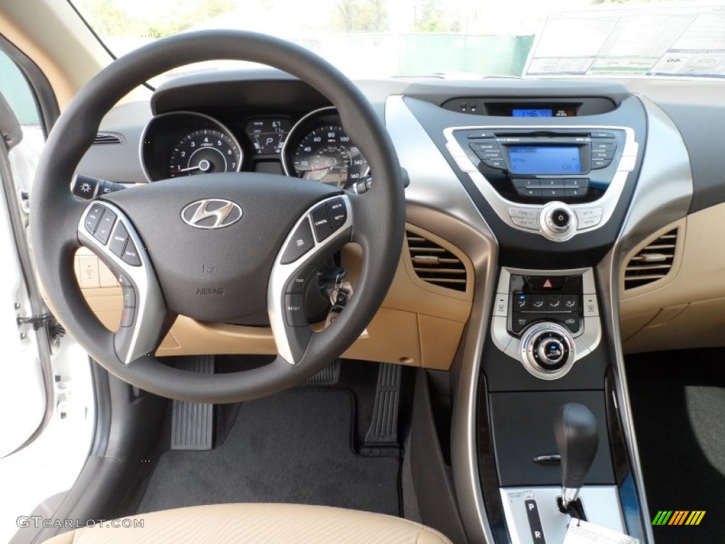 2012 Elantra GLS - Shimmering White / Beige photo #25