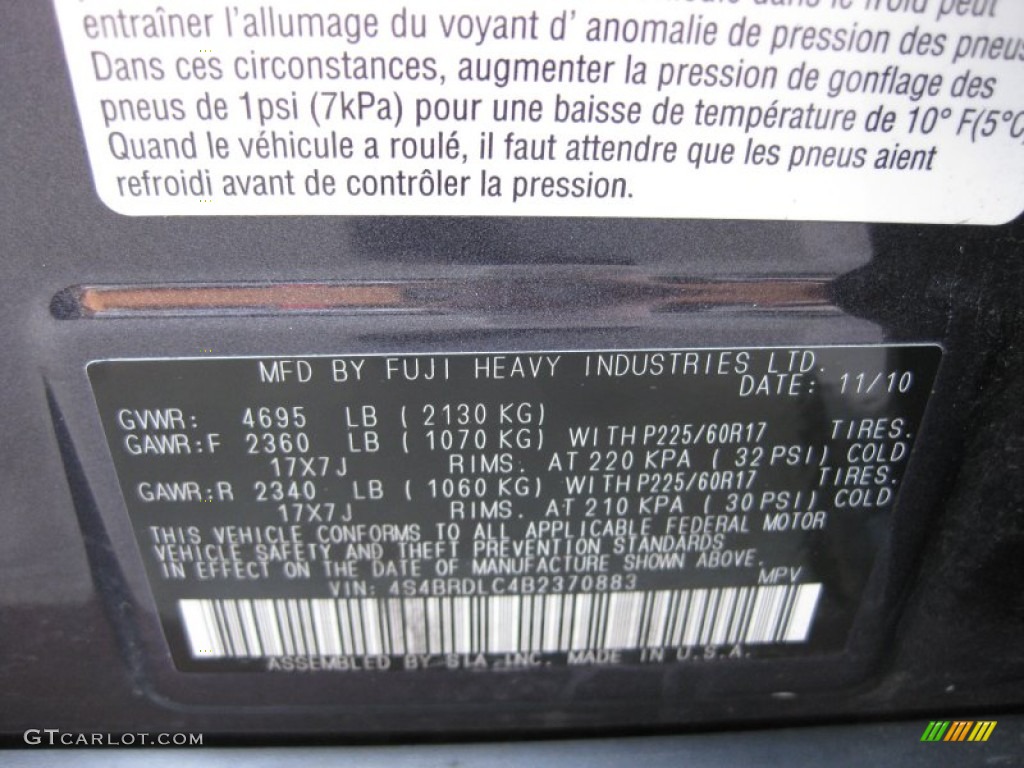 2011 Outback 3.6R Limited Wagon - Graphite Gray Metallic / Off Black photo #32