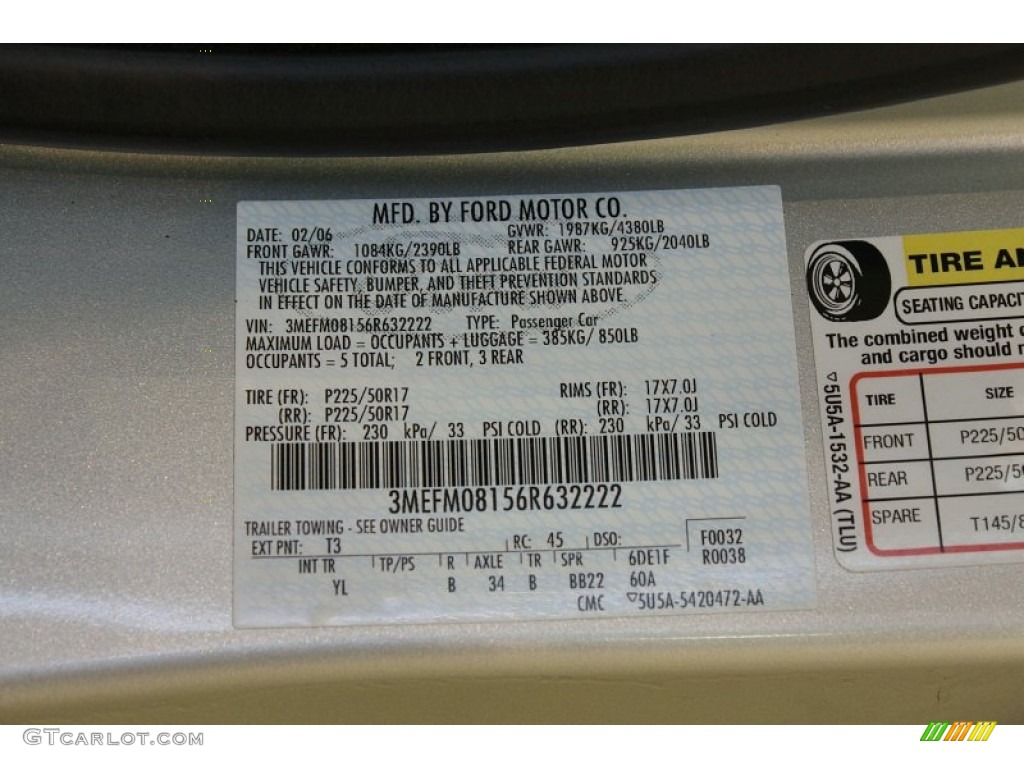 2006 Milan Color Code T3 for Satellite Silver Metallic Photo #61450234
