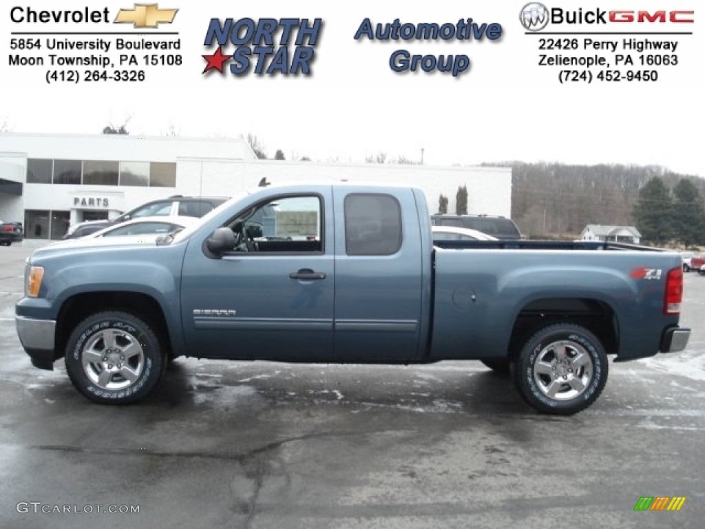 2012 Sierra 1500 SLE Extended Cab 4x4 - Stealth Gray Metallic / Ebony photo #1