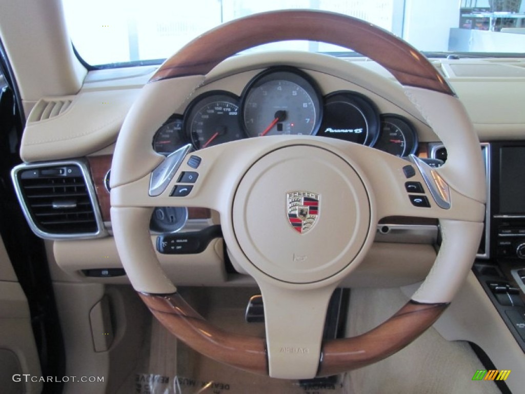 2011 Porsche Panamera 4S Luxor Beige Steering Wheel Photo #61458954