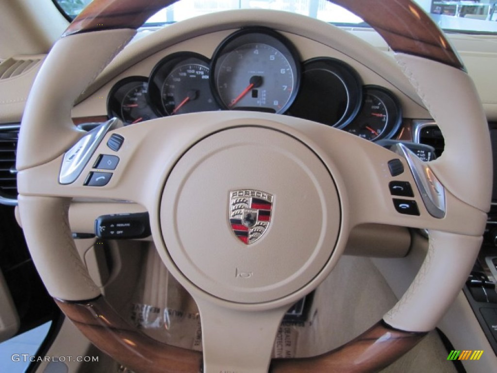 2011 Porsche Panamera 4S Luxor Beige Steering Wheel Photo #61459018