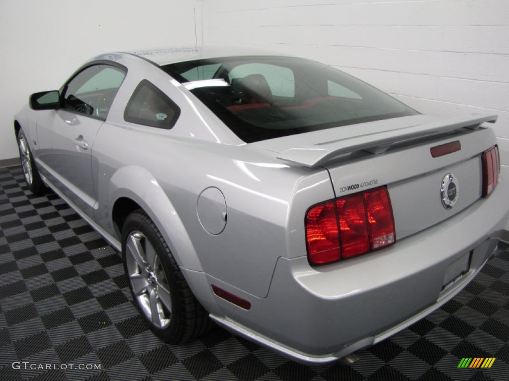 2006 Mustang GT Premium Coupe - Satin Silver Metallic / Red/Dark Charcoal photo #3