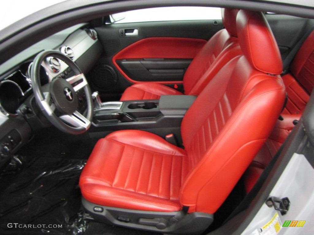 2006 Mustang GT Premium Coupe - Satin Silver Metallic / Red/Dark Charcoal photo #16