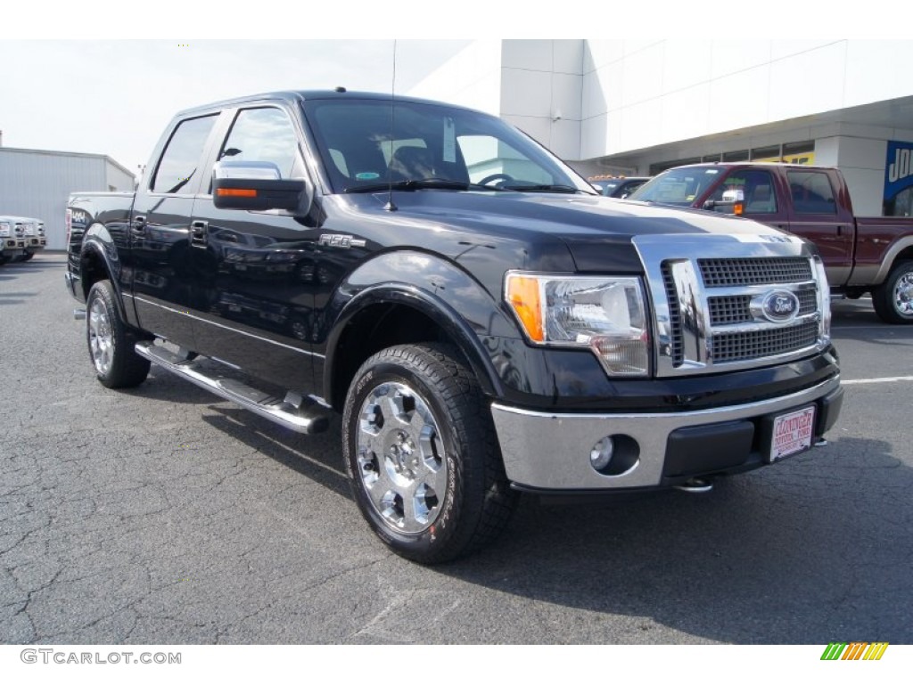 2009 F150 Lariat SuperCrew 4x4 - Black / Black/Black photo #2