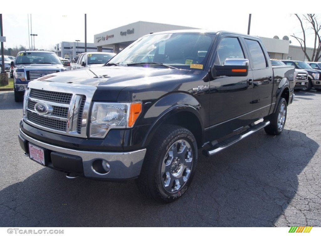 2009 F150 Lariat SuperCrew 4x4 - Black / Black/Black photo #6