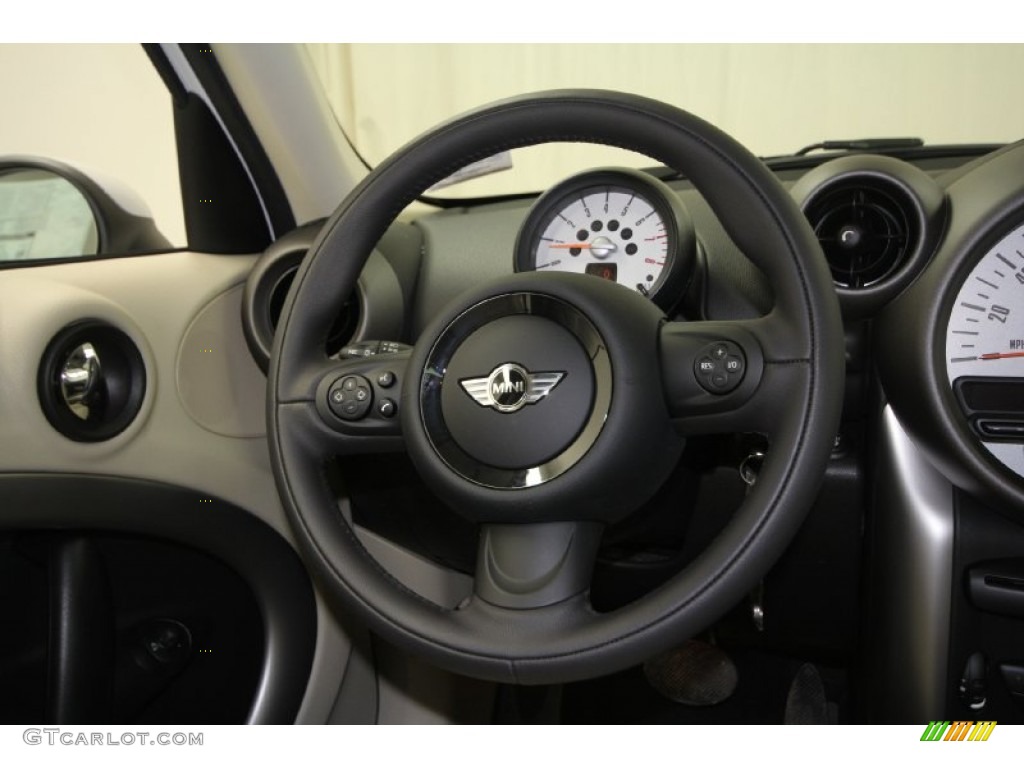 2012 Mini Cooper Countryman Gravity Polar Beige Leather Steering Wheel Photo #61462726