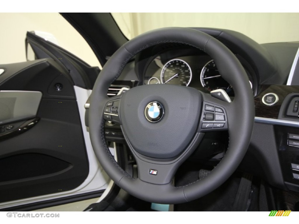2012 BMW 6 Series 650i Convertible Black Nappa Leather Steering Wheel Photo #61464541