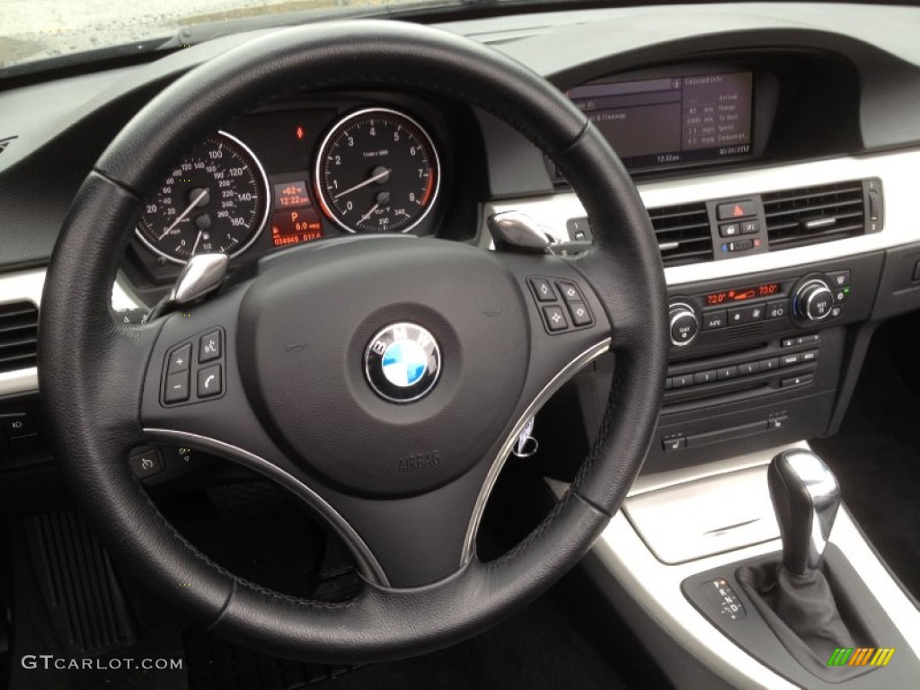2008 BMW 3 Series 328i Convertible Black Steering Wheel Photo #61465350