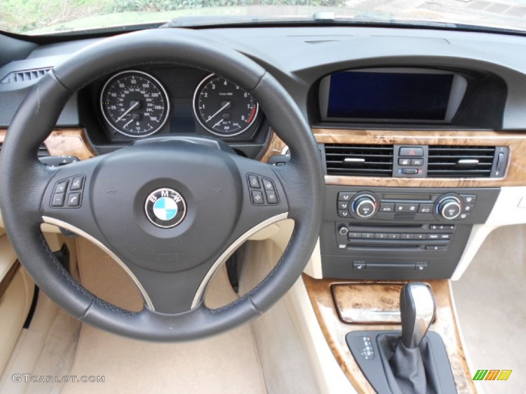 2007 BMW 3 Series 328i Convertible Cream Beige Steering Wheel Photo #61466196
