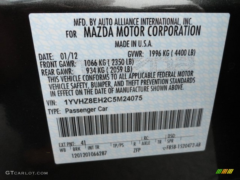 2012 MAZDA6 Color Code 41 for Autumn Bronze Photo #61469220