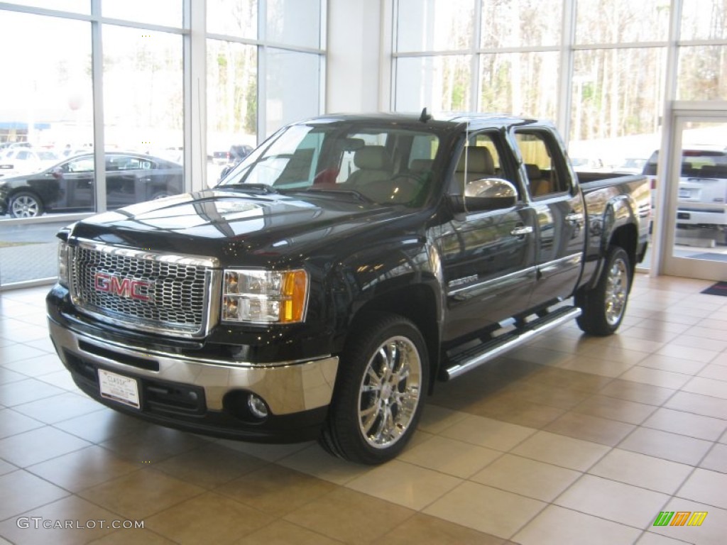 2012 Sierra 1500 SLE Crew Cab - Onyx Black / Very Dark Cashmere/Light Cashmere photo #1
