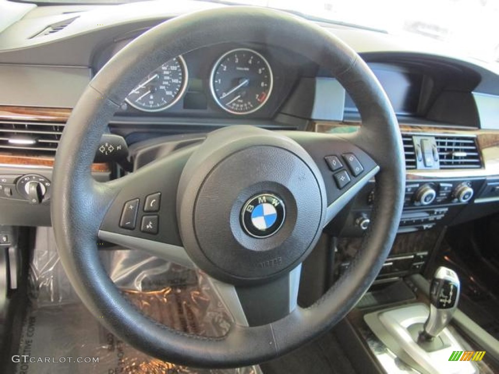 2008 BMW 5 Series 550i Sedan Black Steering Wheel Photo #61469928