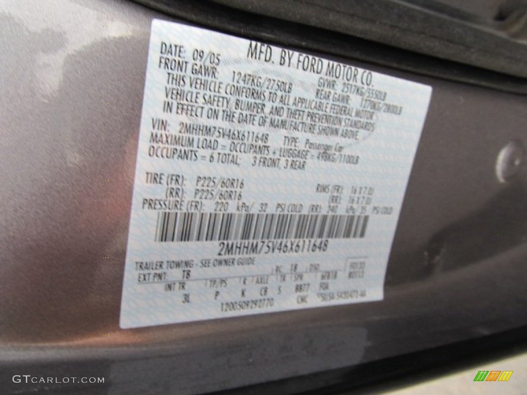 2006 Grand Marquis Color Code T8 for Tungsten Metallic Photo #61478407