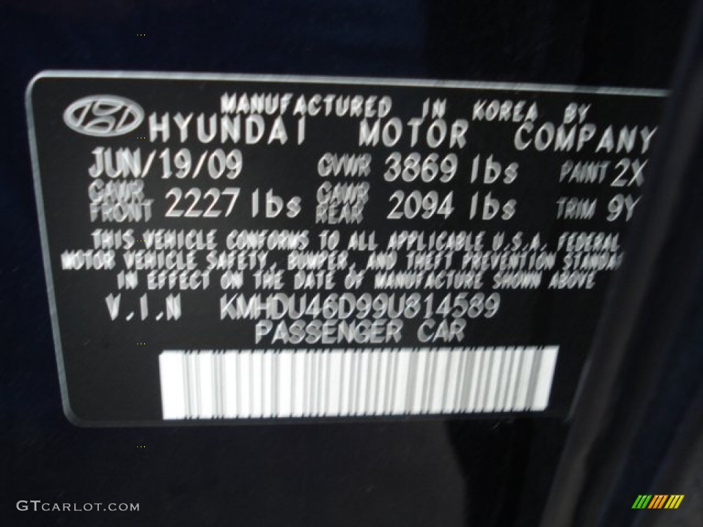 2009 Elantra GLS Sedan - Regatta Blue / Gray photo #20