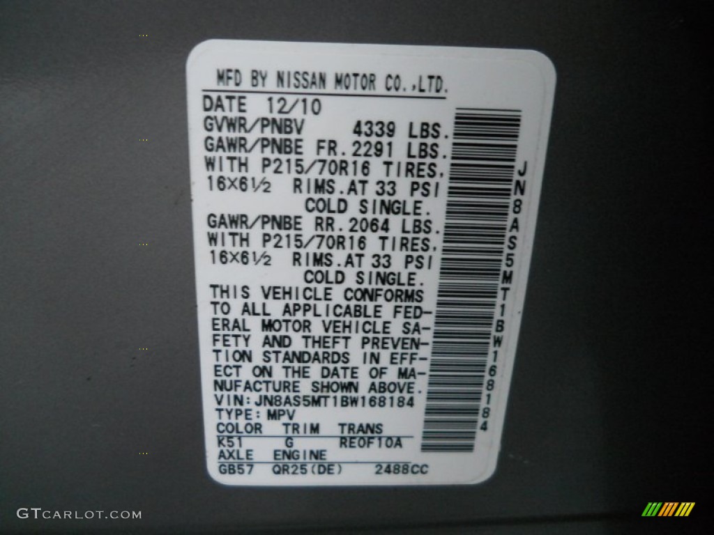 2011 Rogue S - Platinum Graphite / Black photo #27