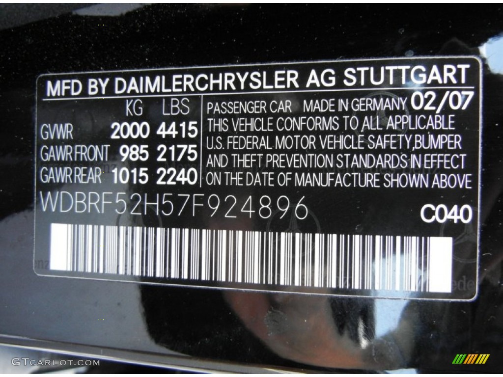 2007 C Color Code 040 for Black Photo #61482312