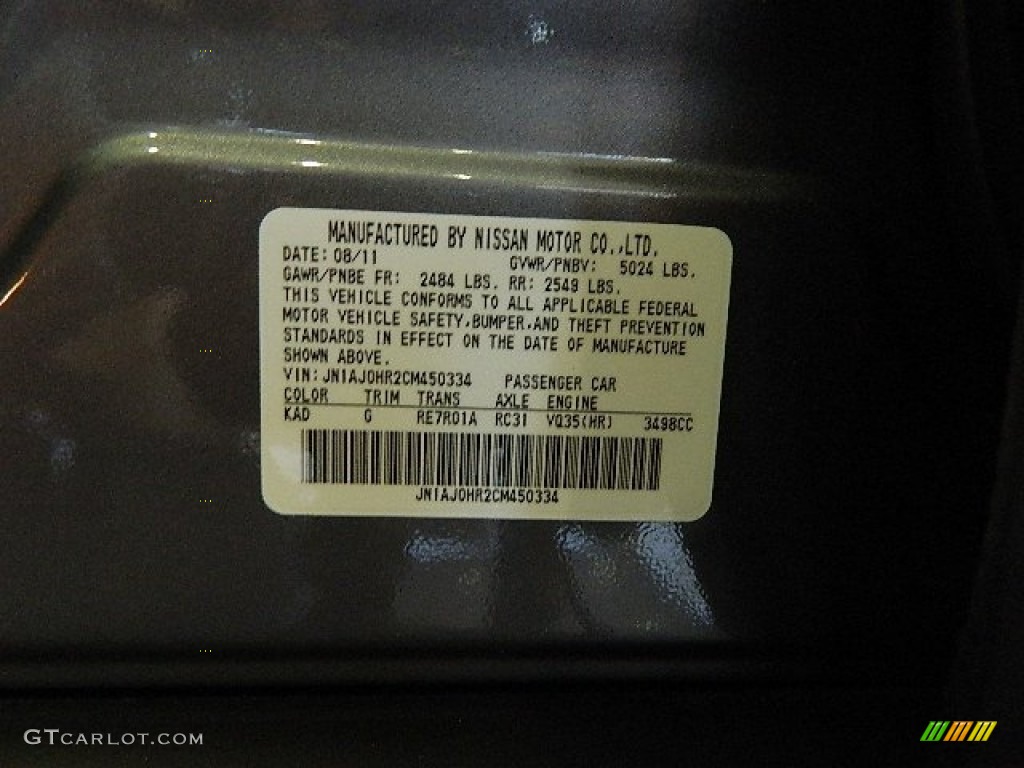 2012 EX Color Code KAD for Graphite Shadow Photo #61483854