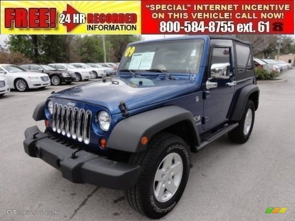 2009 Wrangler X 4x4 - Deep Water Blue Pearl Coat / Dark Slate Gray/Medium Slate Gray photo #1