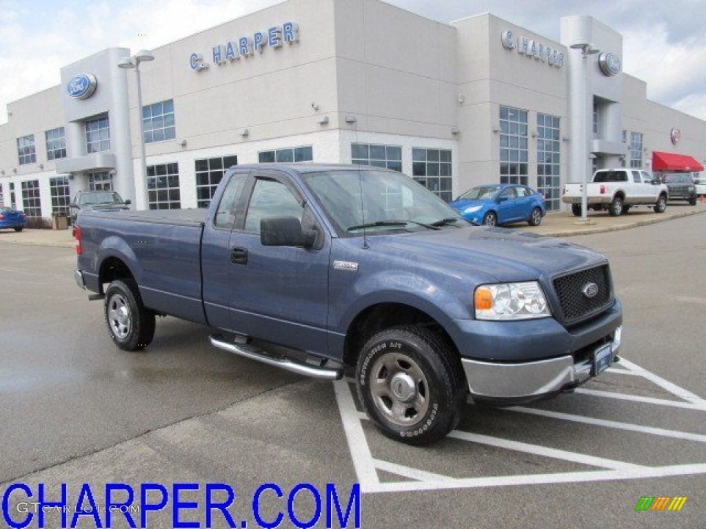 2005 F150 XLT Regular Cab 4x4 - Medium Wedgewood Blue Metallic / Medium Flint Grey photo #1
