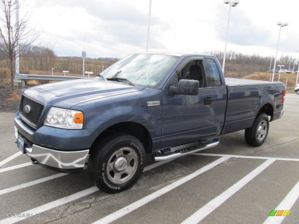 2005 F150 XLT Regular Cab 4x4 - Medium Wedgewood Blue Metallic / Medium Flint Grey photo #4